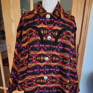 Pendleton Woman's Cape with Vintage Fit, Southwest Aztec Boho Print